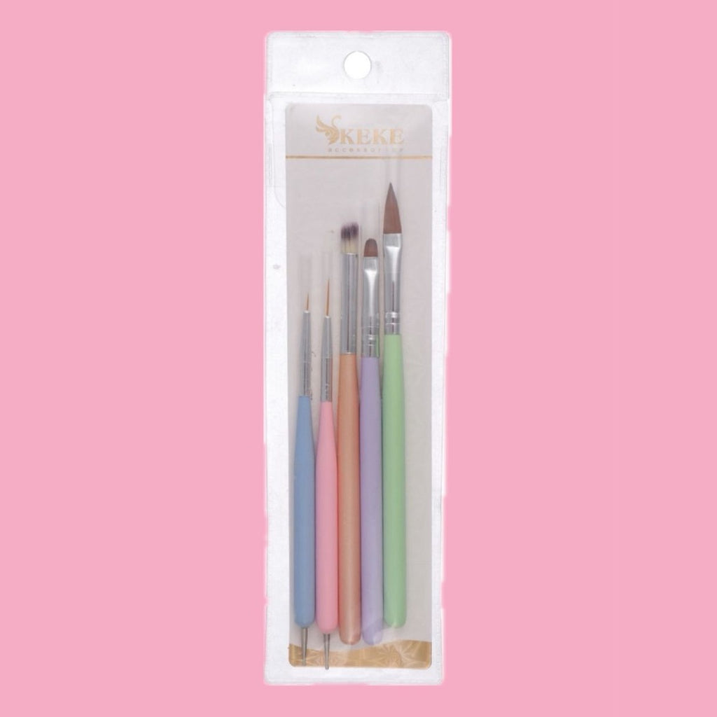 Pinceles  para diseños y difuminado set 5 unidades