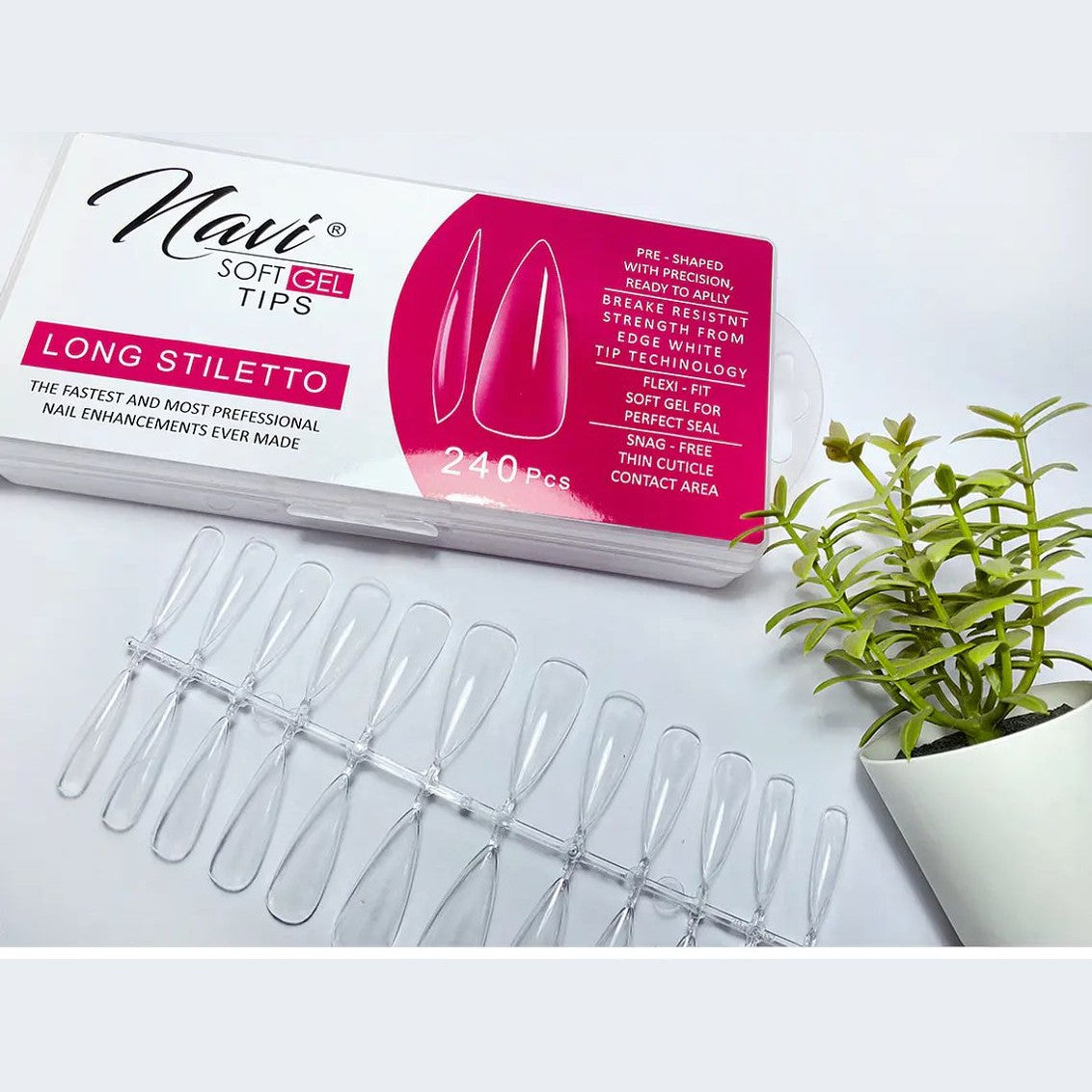 Soft gel navi 240 unidades  Long stiletto